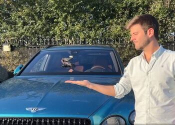 An engineer has created a new necessity for the wealthy - turning the badges on their expensive cars into surveillance drones