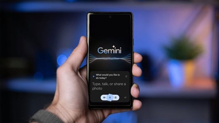 A couple looking at a phone screen displaying AI-generated images.