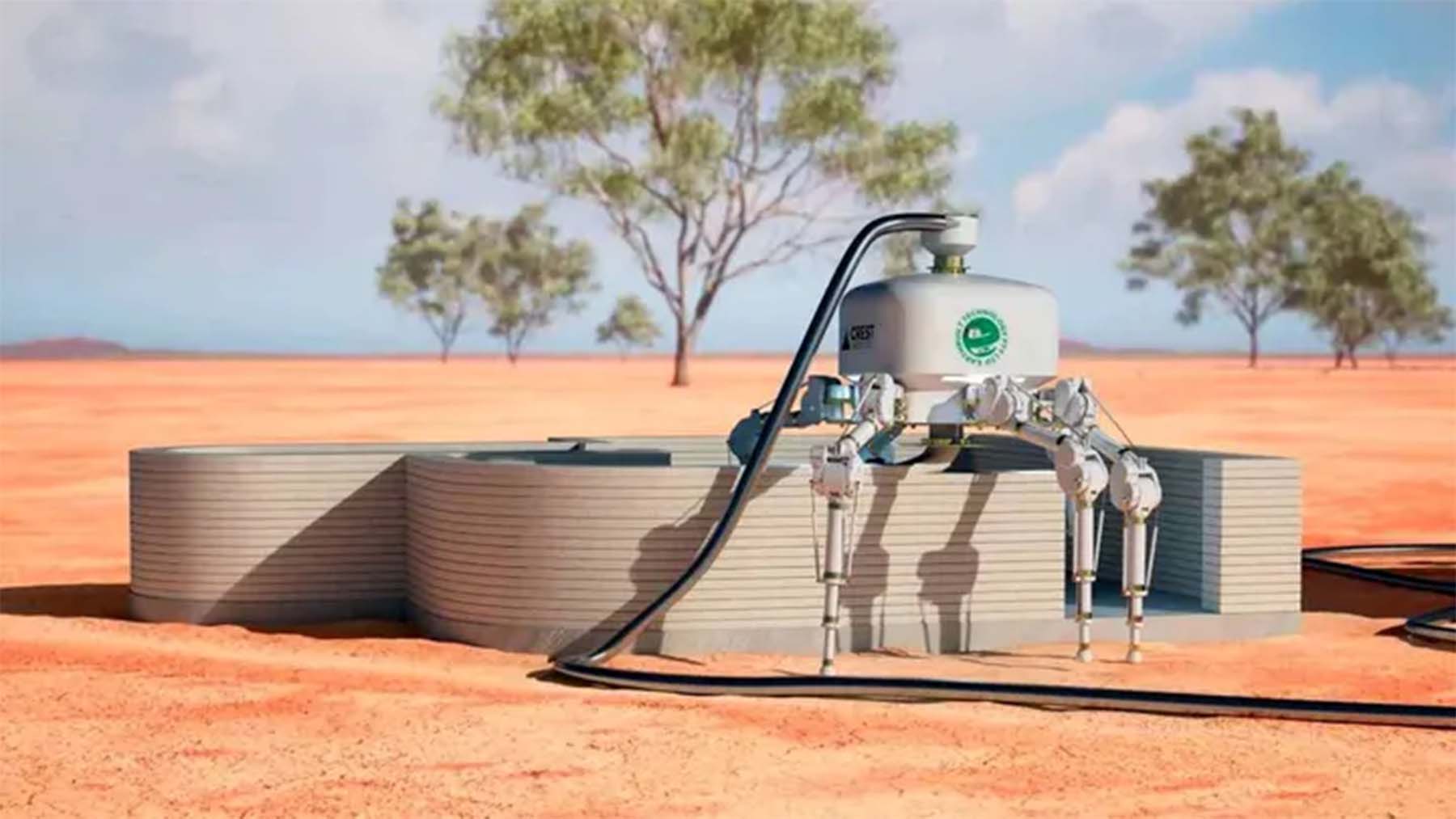 The impressive robot “Charlotte” that builds a 198 m² house in just 24 hours using sand and recycled glass—this is how it works
