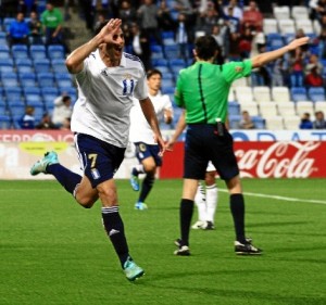 La Lupa: Recreativo de Huelva 3 Joselu celebra un gol ante el Albacete || Foto: Huelva Buenas Noticias