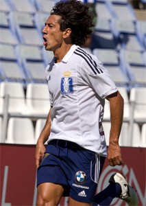 Pedro Ríos celebra un gol || Foto: Albiazules