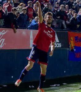 La Lupa: CA Osasuna 3 Oier celebra un gol ante su público || Foto: Navarra.com