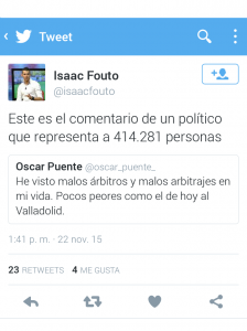 El Detalle: Pérez Pallas, Óscar Puente e Isaac Fouto 3 Tweet Isaac Fouto