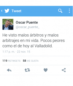 El Detalle: Pérez Pallas, Óscar Puente e Isaac Fouto 2 Tweet Óscar Puente 1