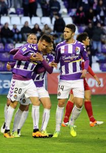 Juanpe, Rubio, Chica y Del Moral celebran un gol || Foto: Real Valladolid