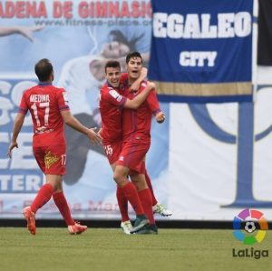 Numancia y Mirandés, salvados 3 Alegría, Concha y Medina celebran el 0-1