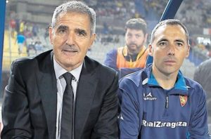 Posibles reencuentros... o no 2 Paco Herrera y su segundo, Ángel Rodríguez, en su etapa en el banquillo del Real Zaragoza || Foto: La Provincia