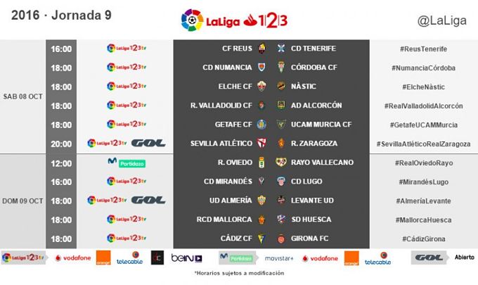 Conocido el horario para la novena jornada y Copa del Rey