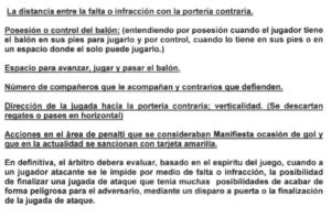 Aspectos a tener en cuenta por un colegiado para evaluar como tal una ocasión manifiesta de gol