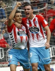 La Lupa: CD Lugo 3 Fernando Seoane e Ignasi Miquel celebran un gol || Fútbol de Lugo
