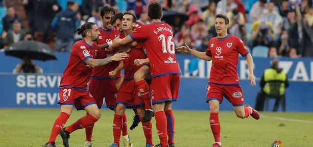 La Lupa del play-off: CD Numancia 1 Los jugadores del Numancia celebran el segundo gol en La Romareda || Foto: LFP