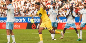 Meseguer celebra su gol ante el Real Zaragoza