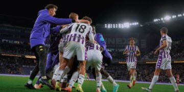 Celebración de la remontada ante el Granada | Foto: Real Valladolid
